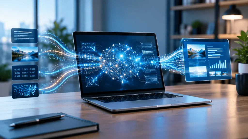 How does AI work through data processing and machine learning